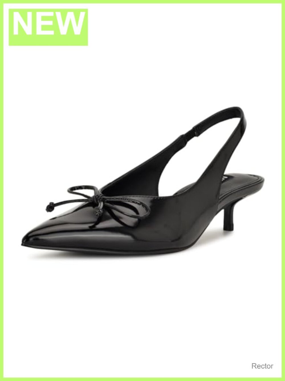 Nine West Womens Evaa Pointy Toe Kitten Heel Dress Pumps Faux Patent Leather